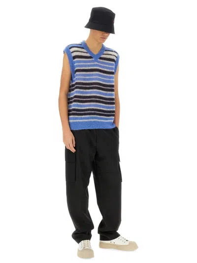 Marni Men's Mohair Vneck Sleveless Knit In Blue