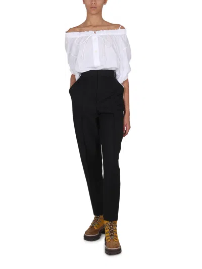 Tory Burch Mohair Ankle Length Trousers With Belt Loops In Black