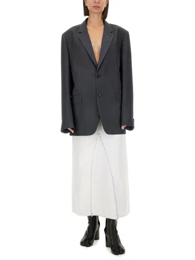 Maison Margiela Oversized Mohair Wool Blazer In Gray