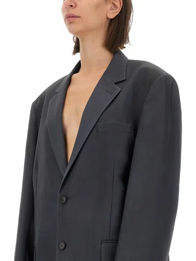 Maison Margiela Oversized Mohair Wool Blazer In Gray