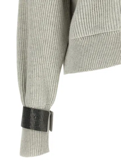 Brunello Cucinelli Monile Cuff Cardigan Sweaters And Cardigans Gray