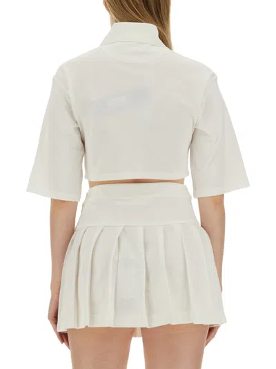 Palm Angels Polo Shirt With Monogram  Logo In White