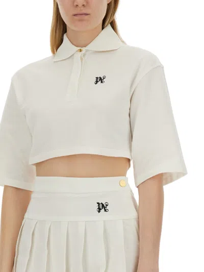 Palm Angels Polo Shirt With Monogram  Logo In White