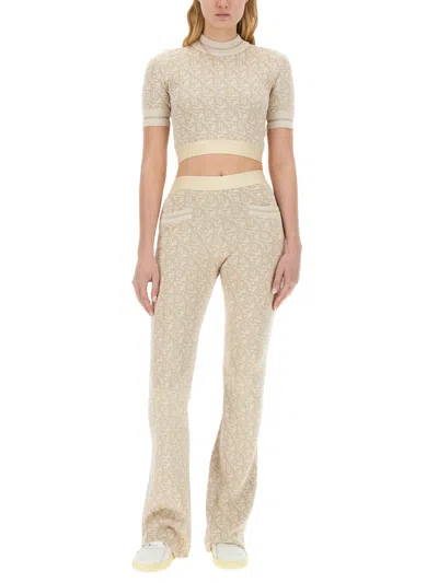 Palm Angels Viscose Top With Logo In Yellow
