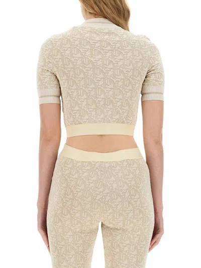 Palm Angels Viscose Top With Logo In Yellow