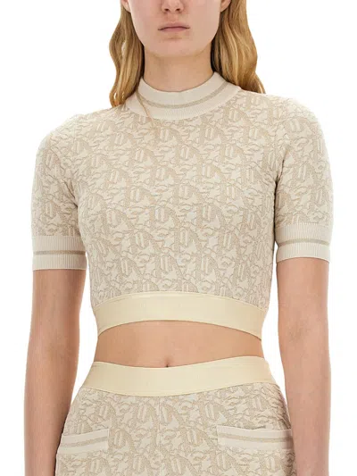 Palm Angels Viscose Top With Logo In Yellow