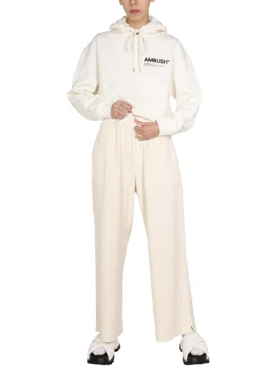 Ambush Monogram Drawstring Pants For Women In White