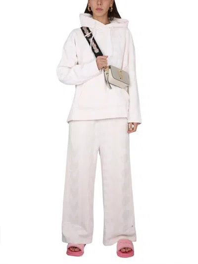 Marc Jacobs Monogram Wide Leg Pants With Elastic Waistband In White
