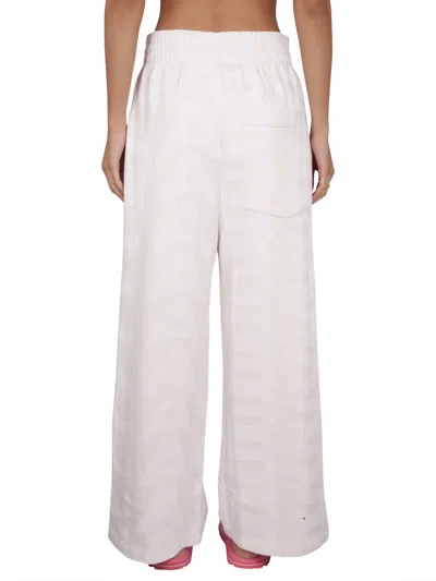 Marc Jacobs Monogram Wide Leg Pants With Elastic Waistband In White