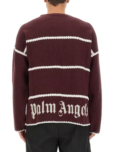 Palm Angels Embroidered-monogram Striped Jumper
