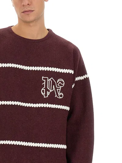 Palm Angels Embroidered-monogram Striped Jumper