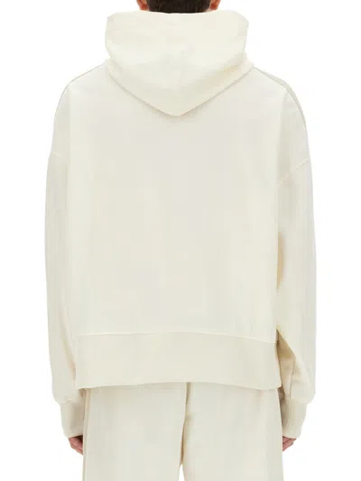 Palm Angels Monogram Embroidered Hooded Sweatshirt In White