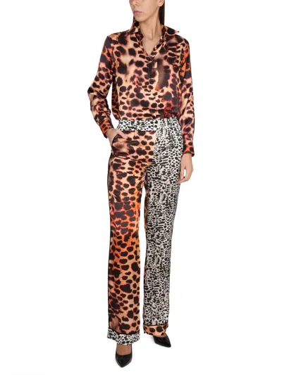 Roberto Cavalli Moray Eel Print Pants In Brown