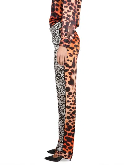 Roberto Cavalli Moray Eel Print Pants In Brown