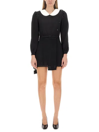 Maison Margiela Peter Pan-collar Wool Minidress In Black