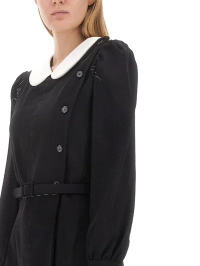 Maison Margiela Peter Pan-collar Wool Minidress In Black