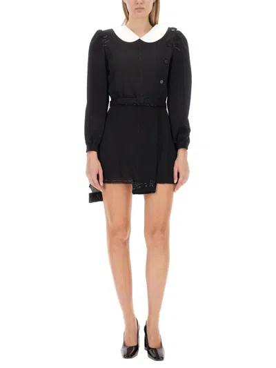Maison Margiela Peter Pan-collar Wool Minidress In Black