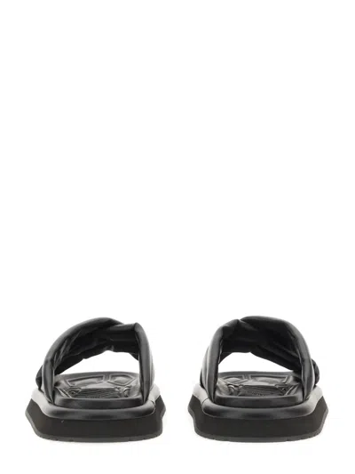 Dolce & Gabbana Men Nappa Effect Fabric Sandal In Black