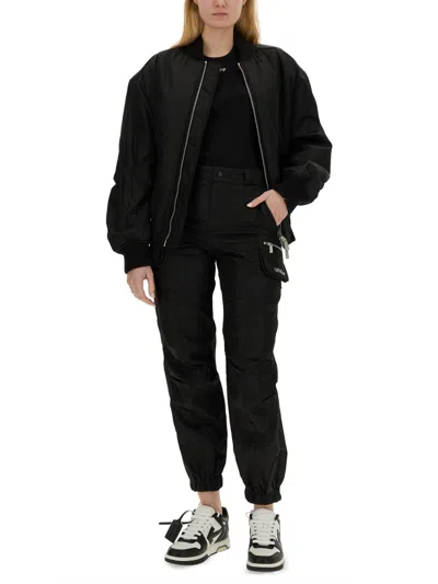 Off-white Nylon Bomber Jacket In Black