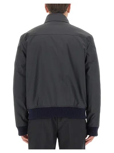 Fay Oversize Bomber Jacket Ribbed Finish In Blue