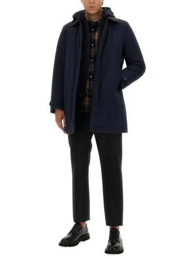 Woolrich Textured Navy Blue Padded Jacket In Blue