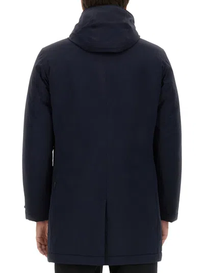 Woolrich Textured Navy Blue Padded Jacket In Blue