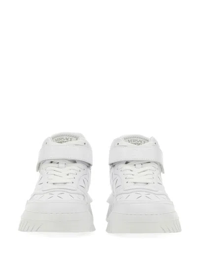 Versace White Perforated High Top Sneakers