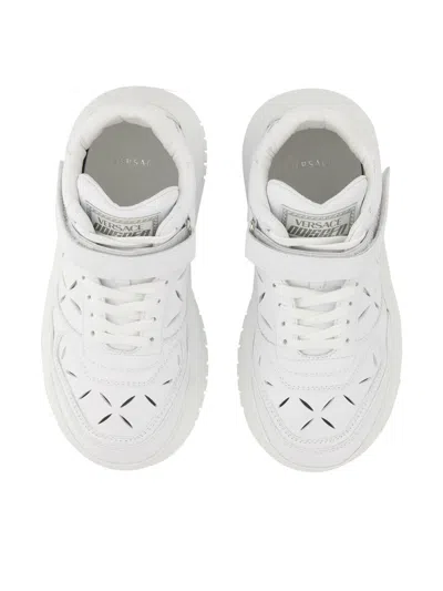 Versace White Perforated High Top Sneakers