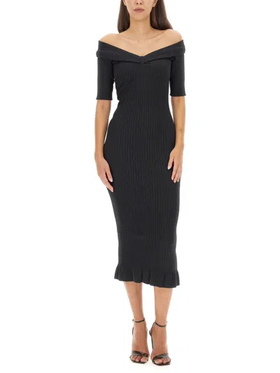 Philosophy Di Lorenzo Serafini Bow Detailed Off-shoulder Dress In Black