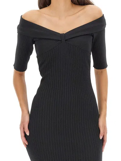 Philosophy Di Lorenzo Serafini Bow Detailed Off-shoulder Dress In Black