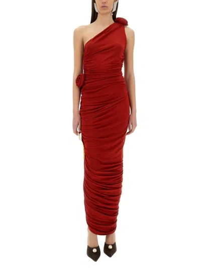 Magda Butrym One-shoulder T-shirt 3d Roses In Red