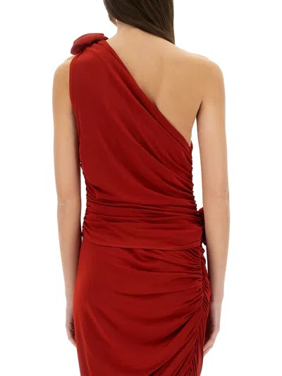 Magda Butrym One-shoulder T-shirt 3d Roses In Red