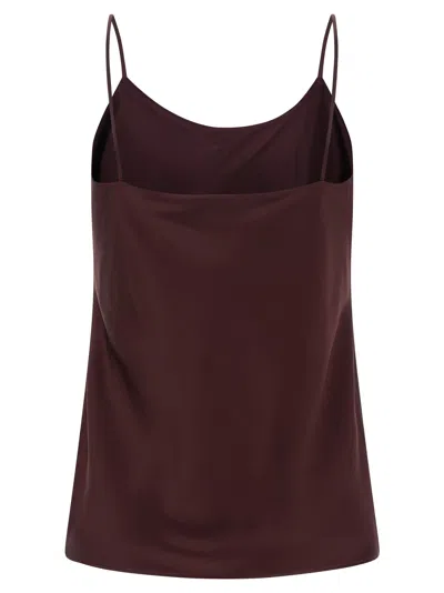 Max Mara Draped Neckline Sleeveless Top With Spaghetti Straps In Burgundy