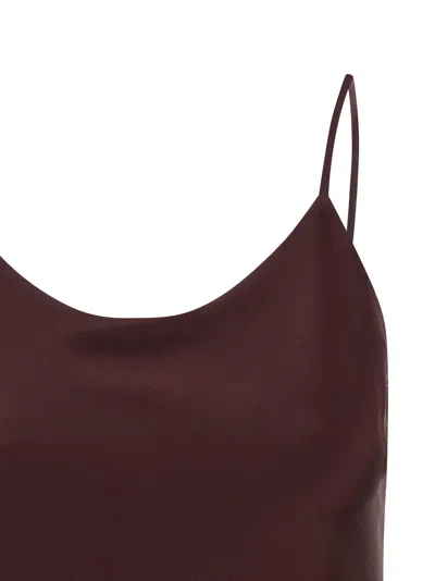 Max Mara Draped Neckline Sleeveless Top With Spaghetti Straps In Burgundy