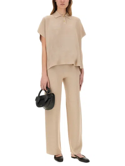 Fabiana Filippi Organic Cotton And Lurex Wide Leg Pants In Brown