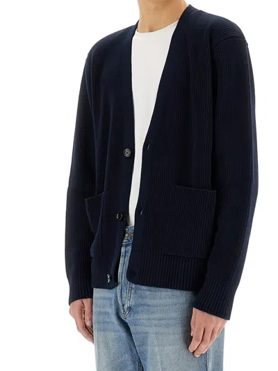 Lardini Organic Cotton Cardigan In Blue