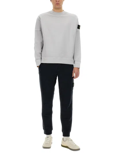 Stone Island Men Grey Cotton Crewneck Sweatshirt In Gray