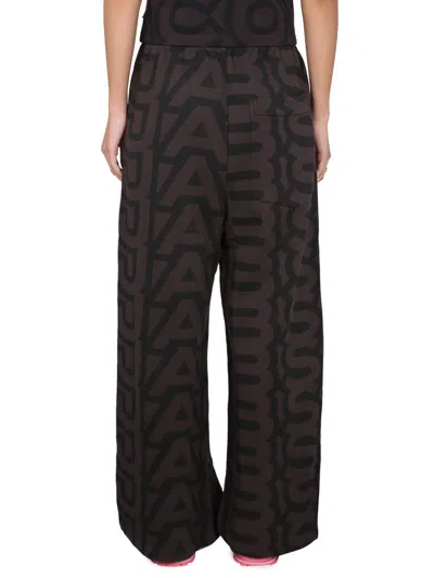 Marc Jacobs Elastic Waistband Graphic Pattern Wide Leg Pants In Brown