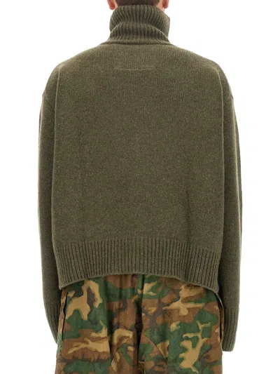 Givenchy Ribbed Turtleneck Oversized Cashmere Sweater In Green