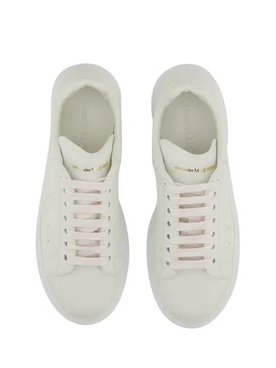 Alexander Mcqueen Oversized Hammered Leather Sneakers In White