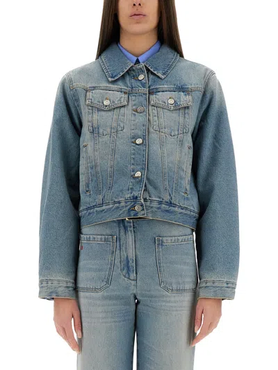 Victoria Beckham Padded Denim Jacket In Blue