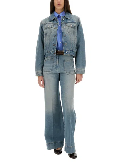Victoria Beckham Padded Denim Jacket In Blue