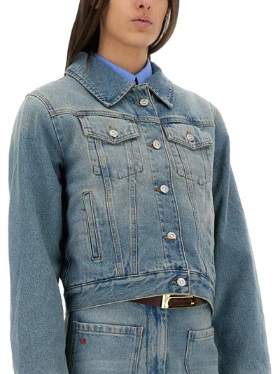 Victoria Beckham Padded Denim Jacket In Blue