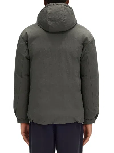 Fred Perry Padded Jacket With Hood And Drawstrings In Gray