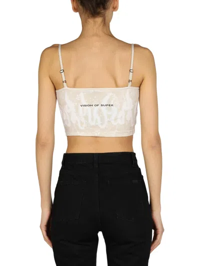 Vision Of Super Pailsey Pattern Crop Top In Neutral