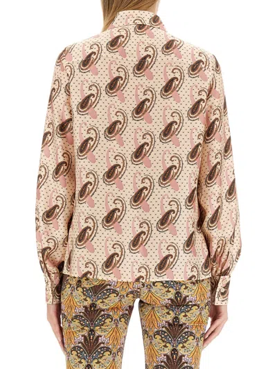 Etro Paisley Print Silk Shirt In Neutral