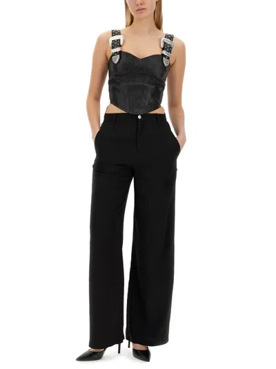 Moschino Jeans Wide Leg Pants In Black