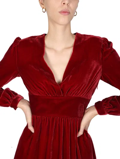 Moschino Panné Velvet Dress In Red