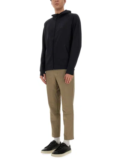 Hugo Boss Cropped Elastic Waistband Trousers With Button Detail In Brown