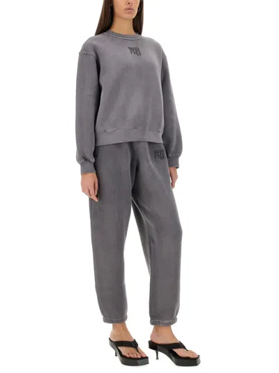 Alexander Wang Essential Logo French Terry Sweatpants In Gray